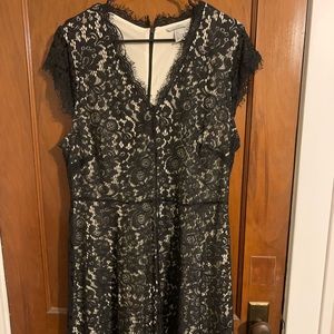 Black lace dress with nude underlay